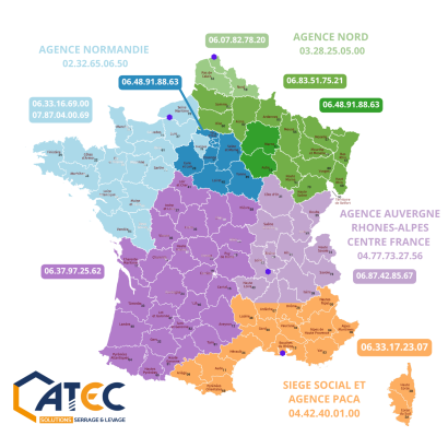 Carte de france des agences ATEC