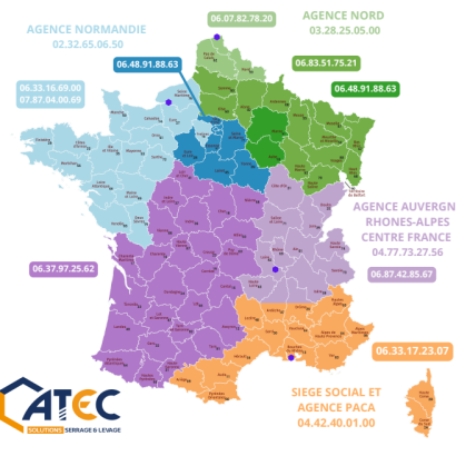 Carte de france des agences ATEC
